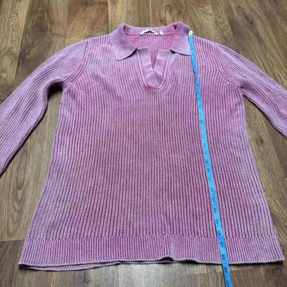 Soft Surroundings Womens Wilde Fiery Fuchsia Pink V Neck Sweater Size Medium - Picture 9 of 9